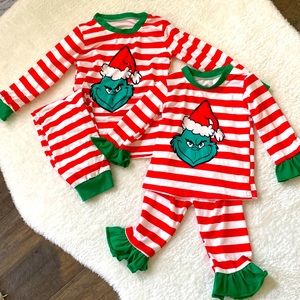 Matching Sibling Holiday Grinch Pajamas